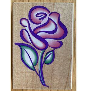 NEW Stylized Rose w Stem Wood Mounted Rubber Stamp Hero Arts G1454